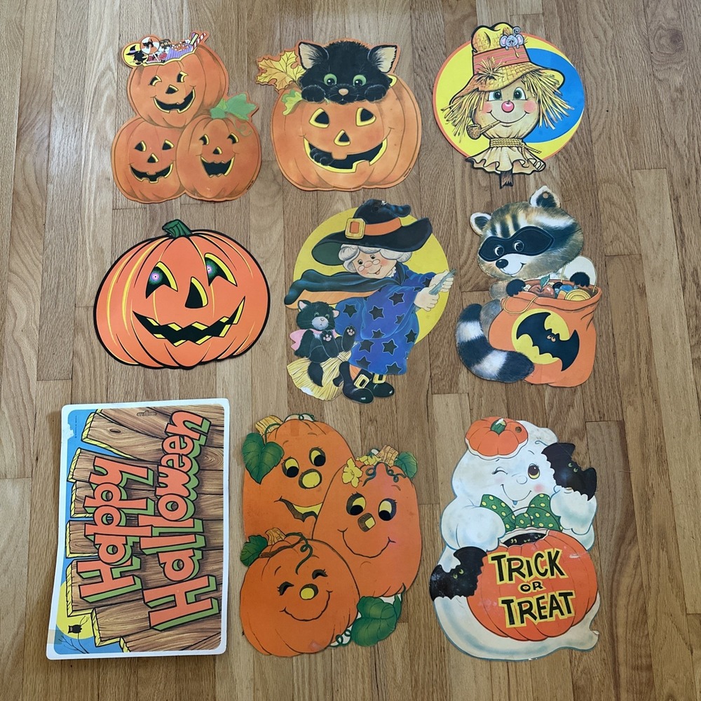 Vintage Halloween Die Cut Cardboard Wall Window Decorations Beistle Eureka Lot 9